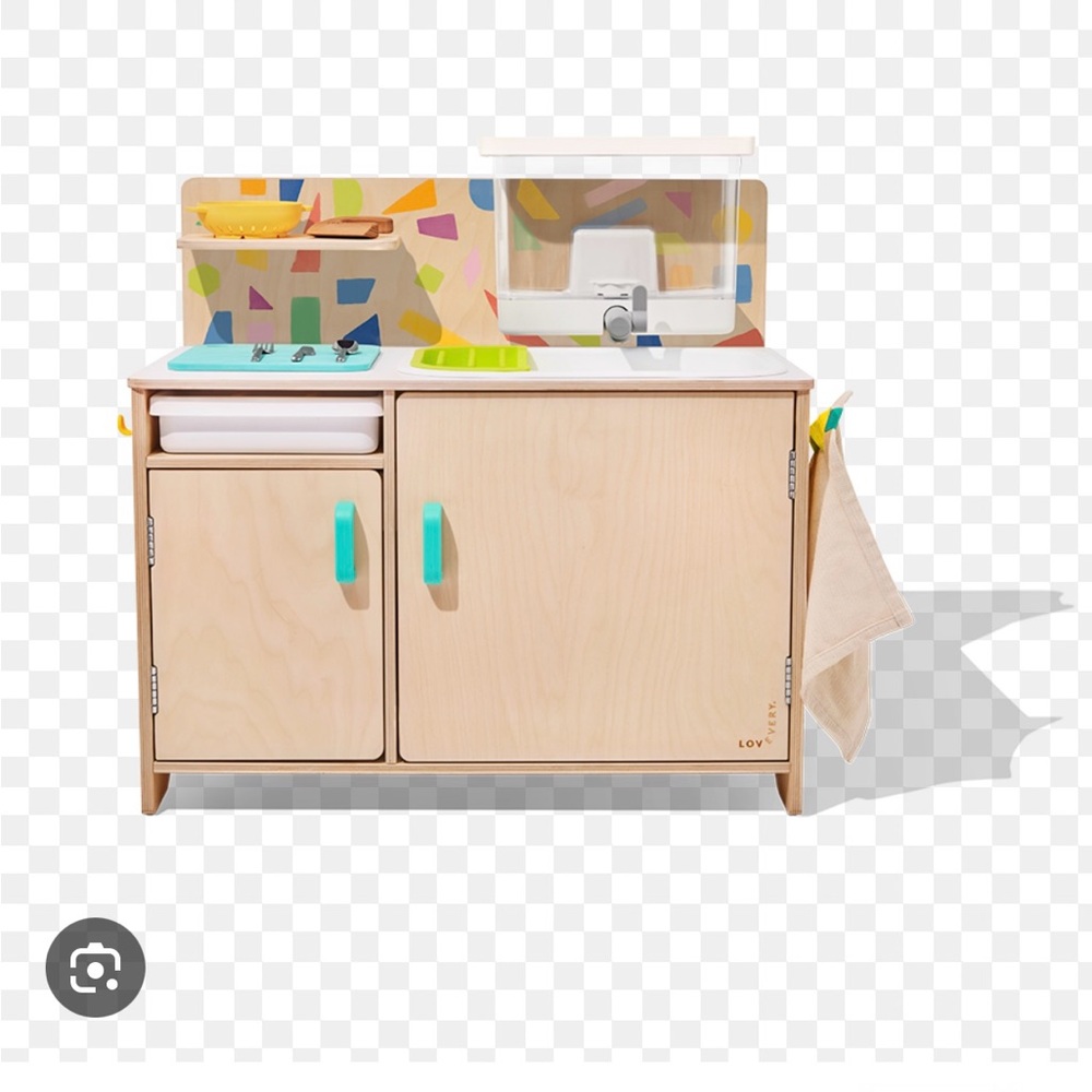 Kids Wooden Play Kitchen Set with Colorful Accents